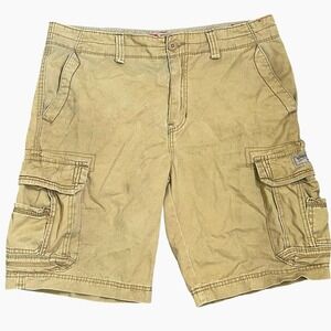 Vintage Unionbay Cargo Shorts Men 34" Khaki Cotton Baggy Rugged Utility Y2K